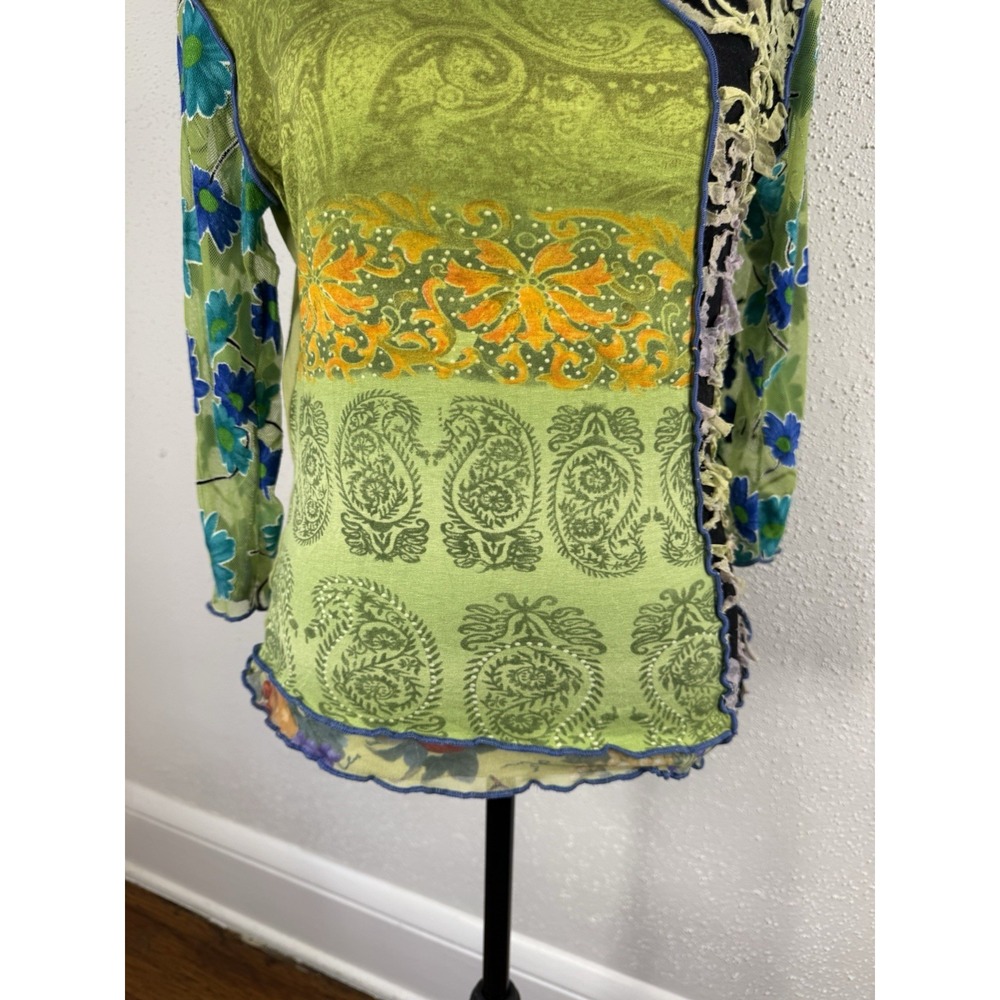 Vintage Save The Queen! Mesh Patchwork Top Iconic 1990's 2000's Y2K Size M Rare - Picture 4 of 10